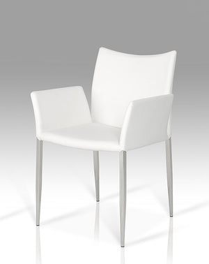 33' White Leatherette and Steel Dining Chair
