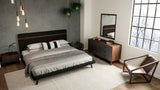 Modern Grey Fabric & Walnut Eastern King Bed