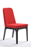Two 35' Red Linen Fabric and Metal Dining Chairs