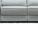 39' Grey Leatherette Foam Steel and Wood Sofa Set