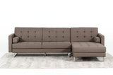 35' Brown Fabric Foam Wood and Steel Sectional Sofa