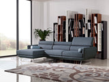 38' Blue Fabric Foam Wood and Steel Sectional Sofa
