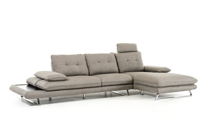 34" Grey Fabric Foam Wood and Steel Sectional Sofa
