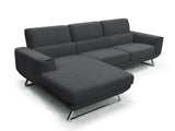 33' Dark Grey Fabric Foam Wood and Steel Sectional Sofa