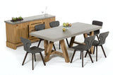 30' Concrete and Solid Acacia Wood Dining Table