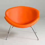 28' Orange Leatherette and Metal Accent Chair