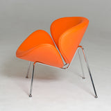 28' Orange Leatherette and Metal Accent Chair