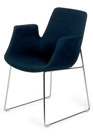 33' Blue Fabric Polyester and Metal Dining Chair