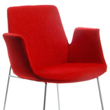 33' Red Polyester Fabric and Metal Dining Chair