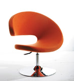34' Orange Fabric Polyester and Wool Lounge Chair