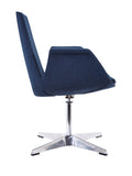 35' Blue Fabric Polyester and Aluminum Accent Chair