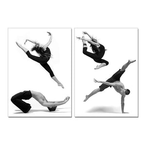 47' Canvas 2 Panels Dancers Black and White Photo