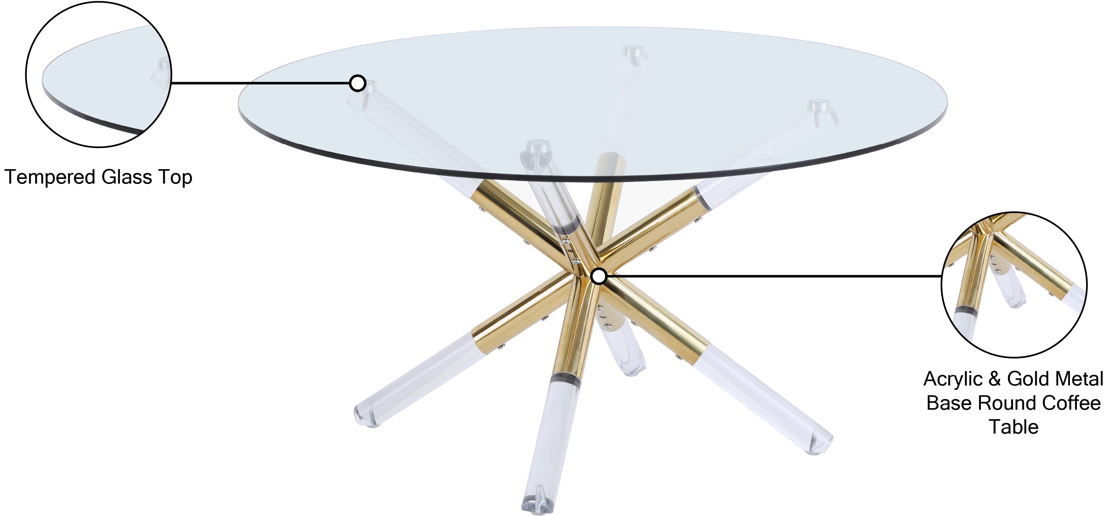Mercury Acrylic Gold Coffee Table - Thumbnail 5