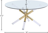 Mercury Acrylic / Metal / Tempered Glass Contemporary Acrylic/Gold Coffee Table - 34" W x 34" D x 17.5" H