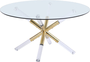 Mercury Acrylic / Metal / Tempered Glass Contemporary Acrylic/Gold Coffee Table - 34" W x 34" D x 17.5" H