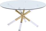 Mercury Acrylic / Metal / Tempered Glass Contemporary Acrylic/Gold Coffee Table - 34" W x 34" D x 17.5" H