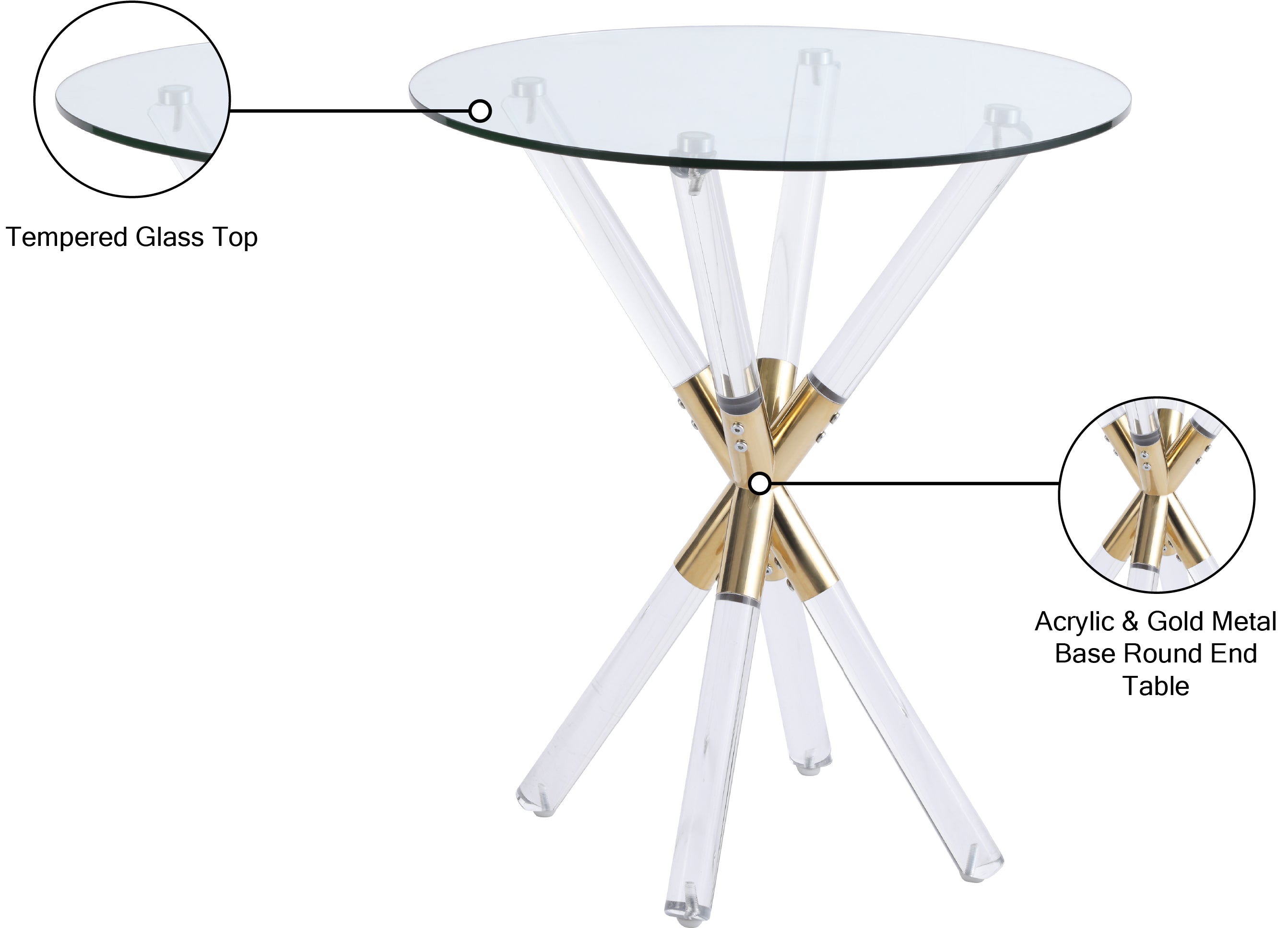 Mercury Acrylic Gold End Table - Thumbnail 3