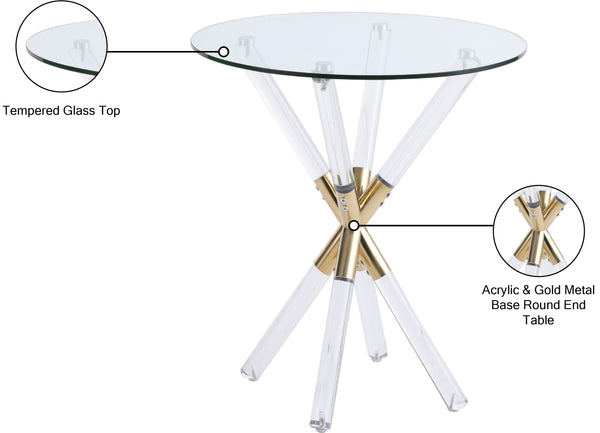 Mercury Acrylic / Metal / Tempered Glass Contemporary Acrylic/Gold End Table - 18" W x 18" D x 24" H