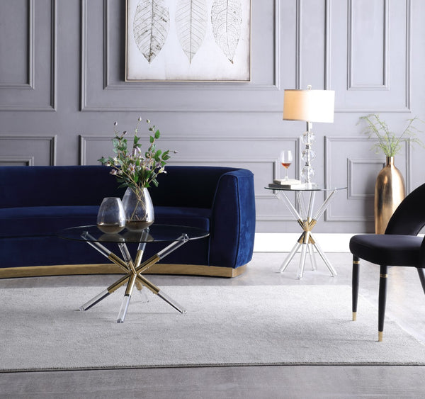 Mercury Acrylic / Metal / Tempered Glass Contemporary Acrylic/Gold End Table - 18" W x 18" D x 24" H