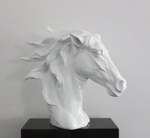 11' White Polyresin Horse Head Sculpture