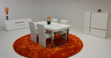 30' White MDF Extendable Dining Table with Stainless Steel Legs