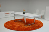 30' White MDF Extendable Dining Table with Stainless Steel Legs