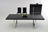 30' Black Crocodile Lacquer MDF Dining Table with Stainless Steel Legs