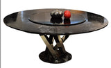 31' Black Crocodile Lacquer Stainless Steel and Glass Table
