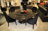 31' Black Crocodile Lacquer Stainless Steel and Glass Table