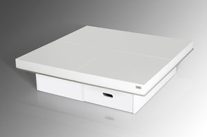 12' White Gloss Coffee Table with Pull Out Squares