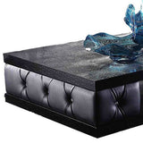15' Black Leatherette Coffee Table with Crystals