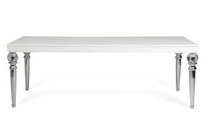 31' White Crocodile Dining Table with Crystal Clear Legs