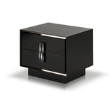21' Black MDF and Steel Nightstand with Two Drawers