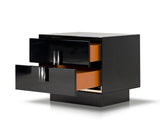 21' Black MDF and Steel Nightstand with Two Drawers