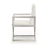 24' White Leatherette and Stainless Steel Dining Chair