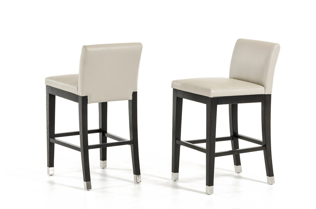 Modern Beige Faux Leather Counter Stool