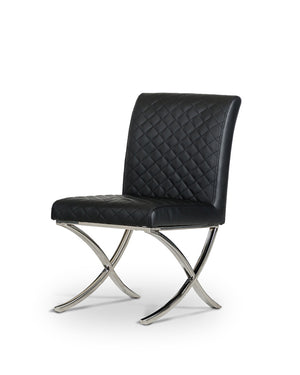 36' Black Leatherette and Stainless Steel Dining Chair