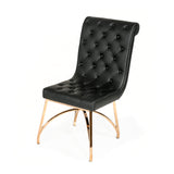 37' Black Leatherette and Rosegold Stainless Steel Dining Chair