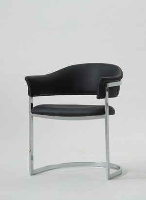 30' Black Leatherette and Stainless Steel Dining Chair