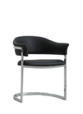 30' Black Leatherette and Stainless Steel Dining Chair