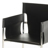 34' Black Eco Leather and Stainless Steel Dining Chair