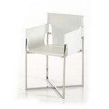 34' White Eco Leather and Stainless Steel Dining Chair