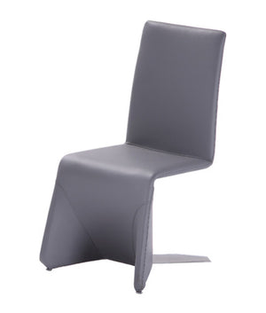 Set of Two Gray Contemporary Faux Leather Dining Chairs