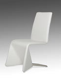 Set of Two White Contemporary Faux Leather Dining Chairs
