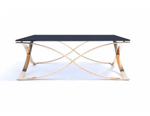14' Smoked Glass and Rosegold Stainless Steel Coffee Table