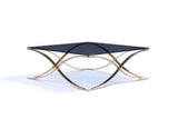 14' Smoked Glass and Rosegold Stainless Steel Coffee Table