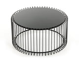 19' Black Metal and Glass Round Coffee Table