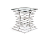 22' Glass and Stainless Steel Square End Table