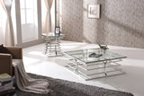 22' Glass and Stainless Steel Square End Table