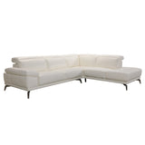 29' White Leather and Wood Sectional Sofa